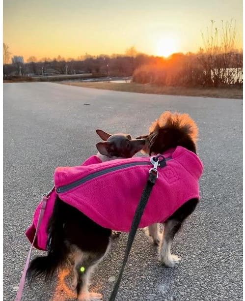 Мек вълнен плат пуловер за кучета Gooby с цип - Розово, Малък - Топъл Пуловер, Руното яке за кучета с двойно