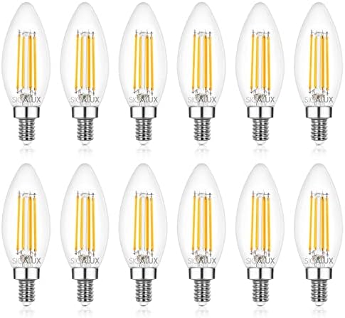 Sigalux B10 2700K Мек Бял, Крушки за свещи с нажежаема жичка тип B, изброени в UL, 12 опаковки и CA10 60 W 4,5