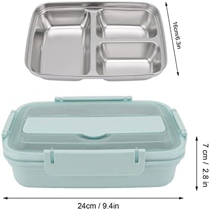 plplaaoo Bento Box, Кутия за бэнто обяди с 3 отделения, 304 Пръчици за хранене с Пластмасови лъжици в тон от