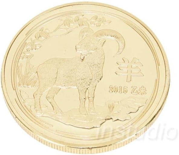 2015 Yiwei Year of the Коза Зодиакальная Възпоменателна Златна Монета Дванадесетия Зодиакални година Кози Колекция
