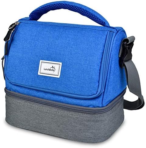 Двупластова изолирано чанта за обяд LunchBots - Двухсекционная дизайн идеален за Uno, Дуо, Трио, Quad, Rounds,
