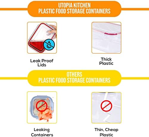 Набор от пластмасови контейнери за храна Utopia Кухня - Опаковки от 6 (3 контейнера и 3 защелкивающиеся капачки)