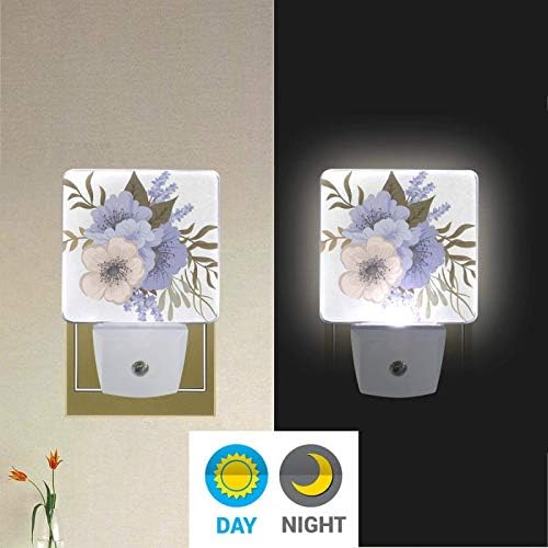 COOLDEER Комплект от 2-те Цветни Подложки за нощни лампи, Ночники серия Flower С Автоматичен Сензор Led Лампа