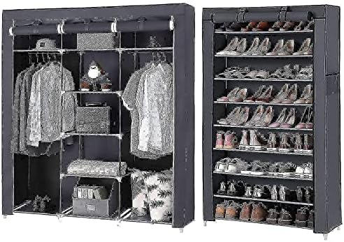 Комплект за Лаптоп шкафове за дрехи SONGMICS с 10-Диференцирани рафтове за обувки, Шкафчета от Нетъкан текстил