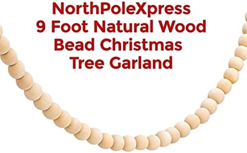 FSYSM 9-Подножието Коледна Гирлянда от мъниста от дърво, Дървени Венец от елхи, идеална за селски Естествен
