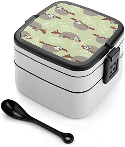 Ленивец Двойна Штабелируемый Контейнер Bento Lunch Box За Учебната Работа Пикник Пътуване