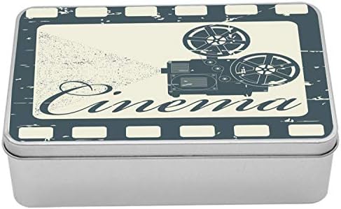 Лидице Кутия за кино Ambesonne, плакат Дизайн в стил гръндж с Надпис и проекция във формата на Шарени рамки,