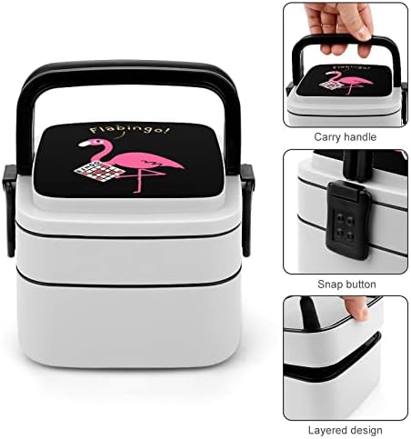 Двуслойни Универсален Контейнер за Обяд Flamingo Pink Bento Box с Лъжица за Пикник, Работа и Пътуване