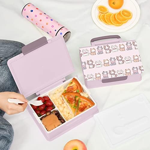 Контейнери за обяд susiyo Pink Pattern Сладко Kittens Bento Box с 3 Отделения за възрастни и тийнейджъри