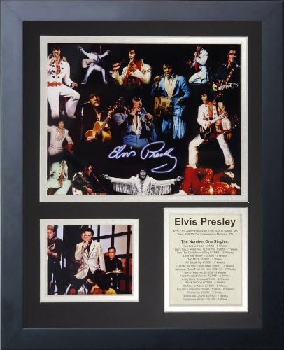 Легенди никога не умират, Фотоколлаж на Елвис Пресли в рамка, 11x14 инча, (16182U)