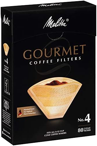Конусни Кафе филтри Melitta №4 от естествен кафяв цвят, гурме, 80 броя, Опаковка от 6 броя